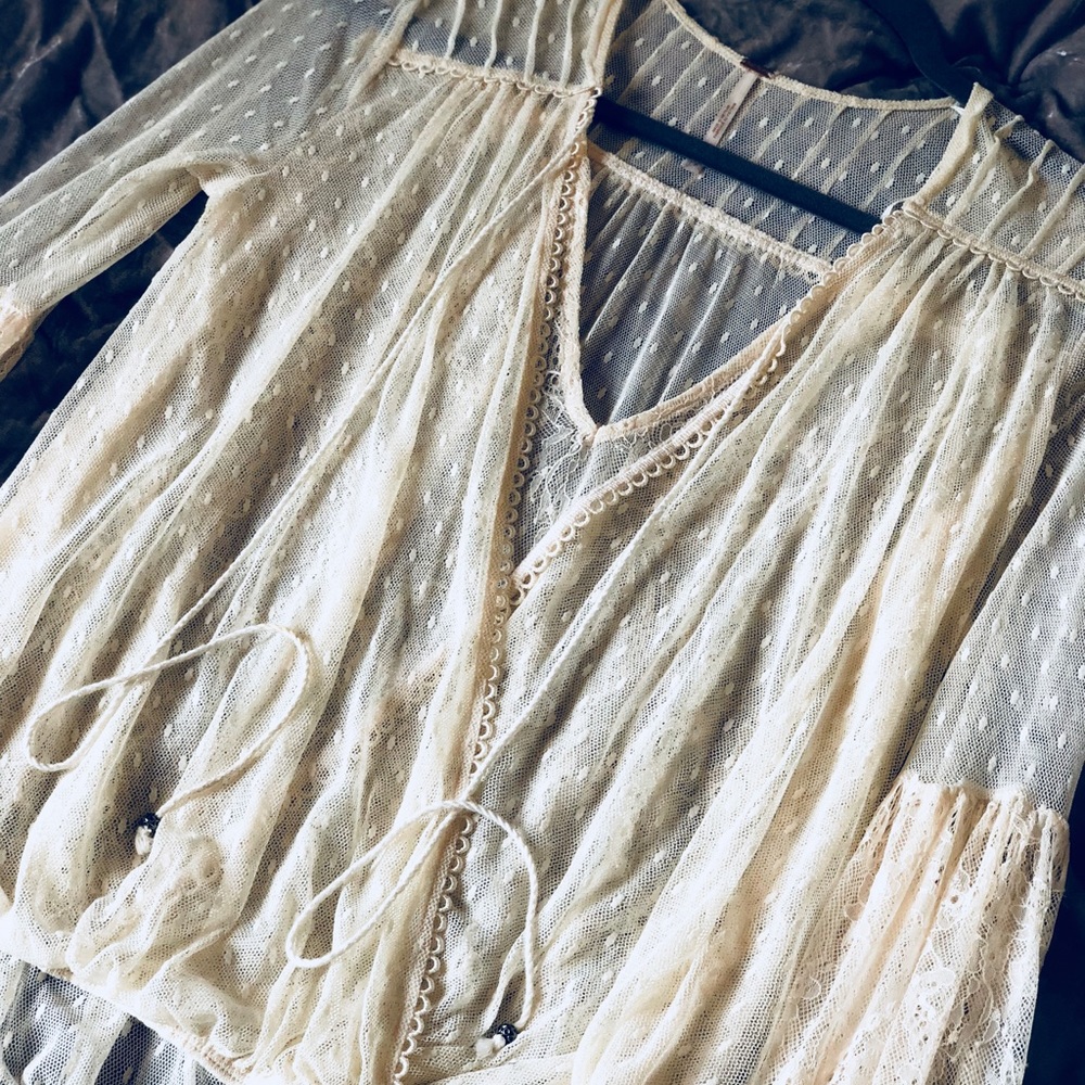 Free People Far Away sheer lace top